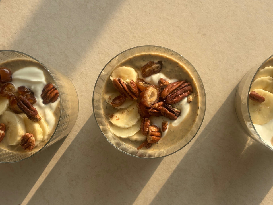 LØUCO Sticky Toffee Banana Chia Pudding: High Protein Overnight Breakfast
