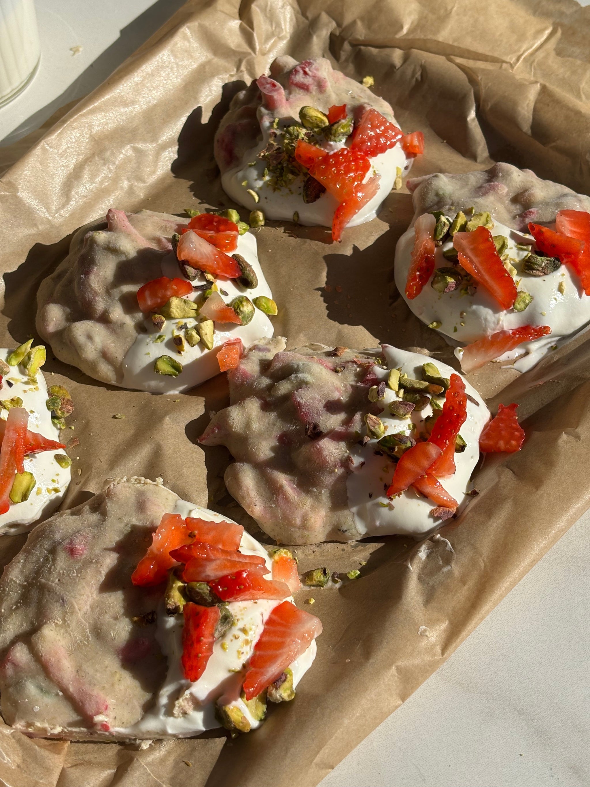 Pistachio & Strawberry Yogurt Clusters: High Protein Frozen Snack