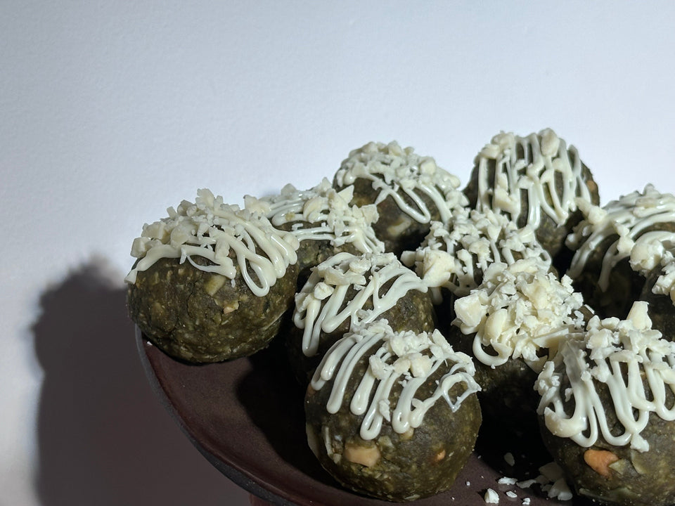 White Chocolate Matcha Protein Balls